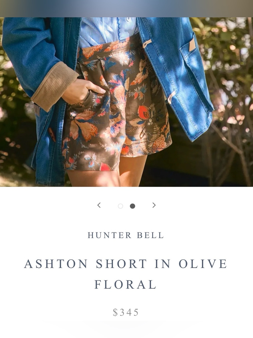 HUNTER BELL Ashton Short In Olive Floral Print - Size 6
